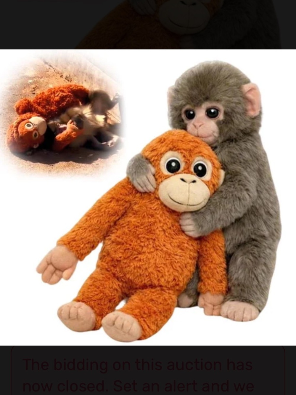 Gray Monkey Plush Hugging Orange Orangutan Stuffed Animals